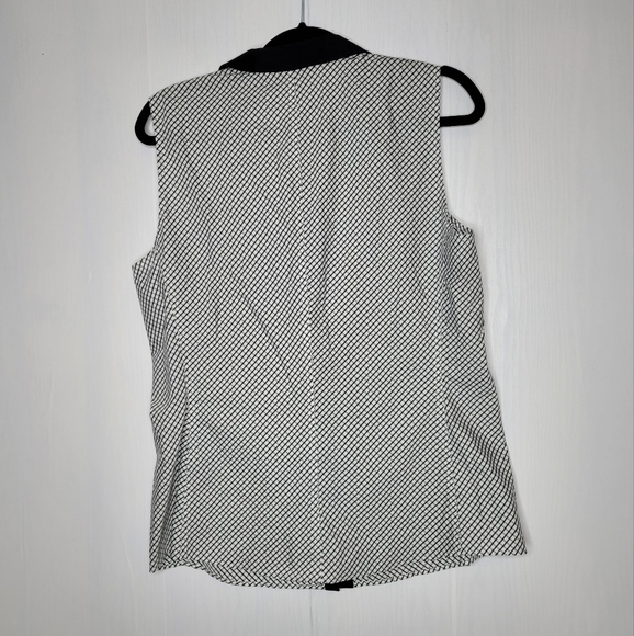 Lafayette 148 Collared Blouse Sleeveless 12 Black Trim Plaid Checkered Career - Picture 3 of 9